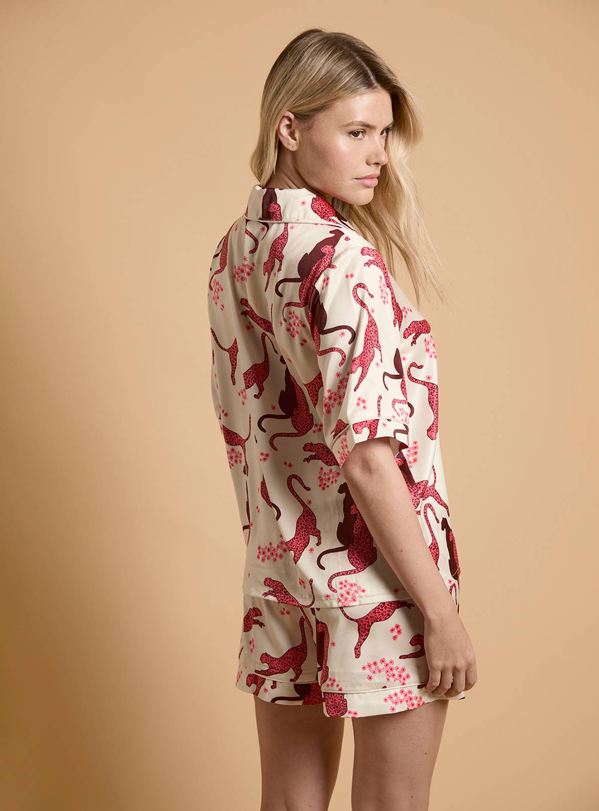 OASIS Animal Satin Printed Short Nightwear Set L - Image 3